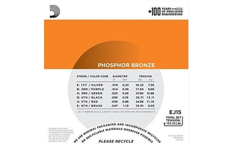 D'ADDARIO EJ15-3D - 3 комплекта струн для акустической гитары